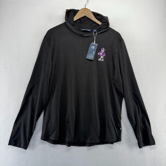 Kanas State University Hoodie Men's large Black Retro Tech Lightweight Logo NEW - Picture 2 of 8